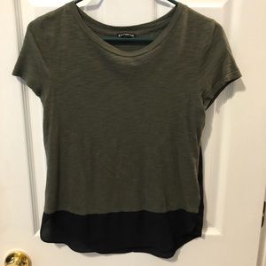 Express green and black chiffon tee